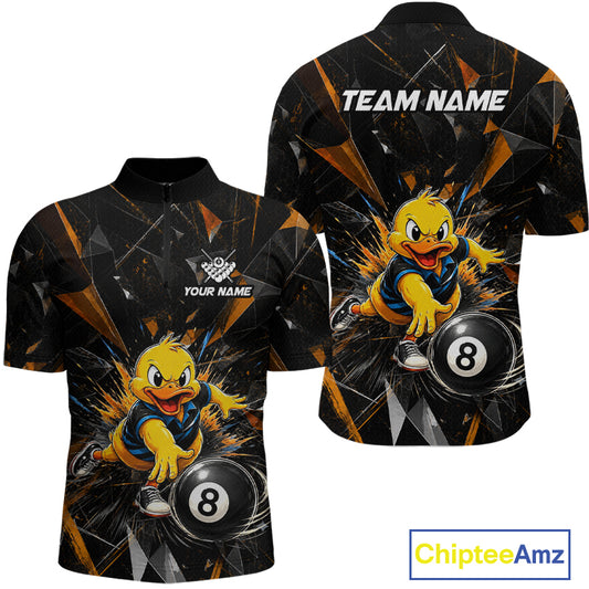 Custom Orange Funny Duck Billiards Shirt for Men 8 Ball Pool Team Jersey Billiard Outfit BHT98
