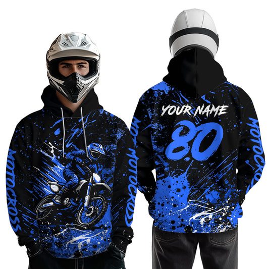 Custom Blue Motocross Hoodie Jersey for Kid Men Women Dirt Bike Racing Motorcycle Hoodie HOT34