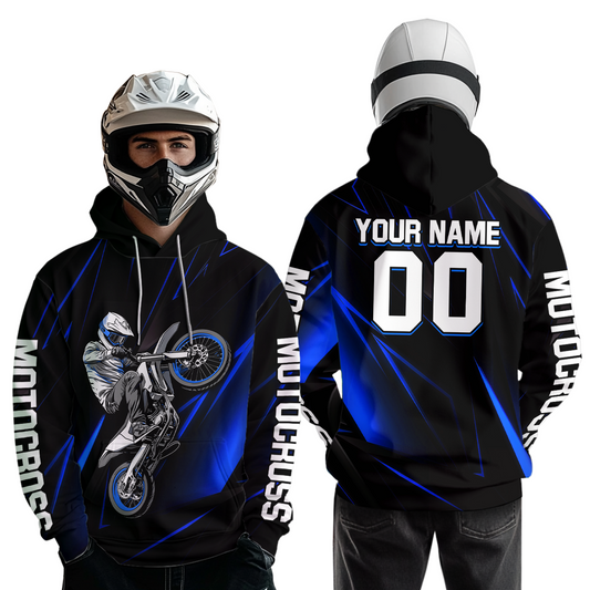Custom Blue Youth Motocross Jersey Hoodie Kid Men Women Dirt Bike Motorcycle Hoodie HOT36
