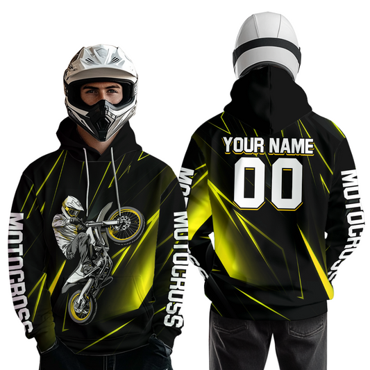 Custom Yellow Youth Motocross Jersey Hoodie Kid Men Women Dirt Bike Motorcycle Hoodie HOT36