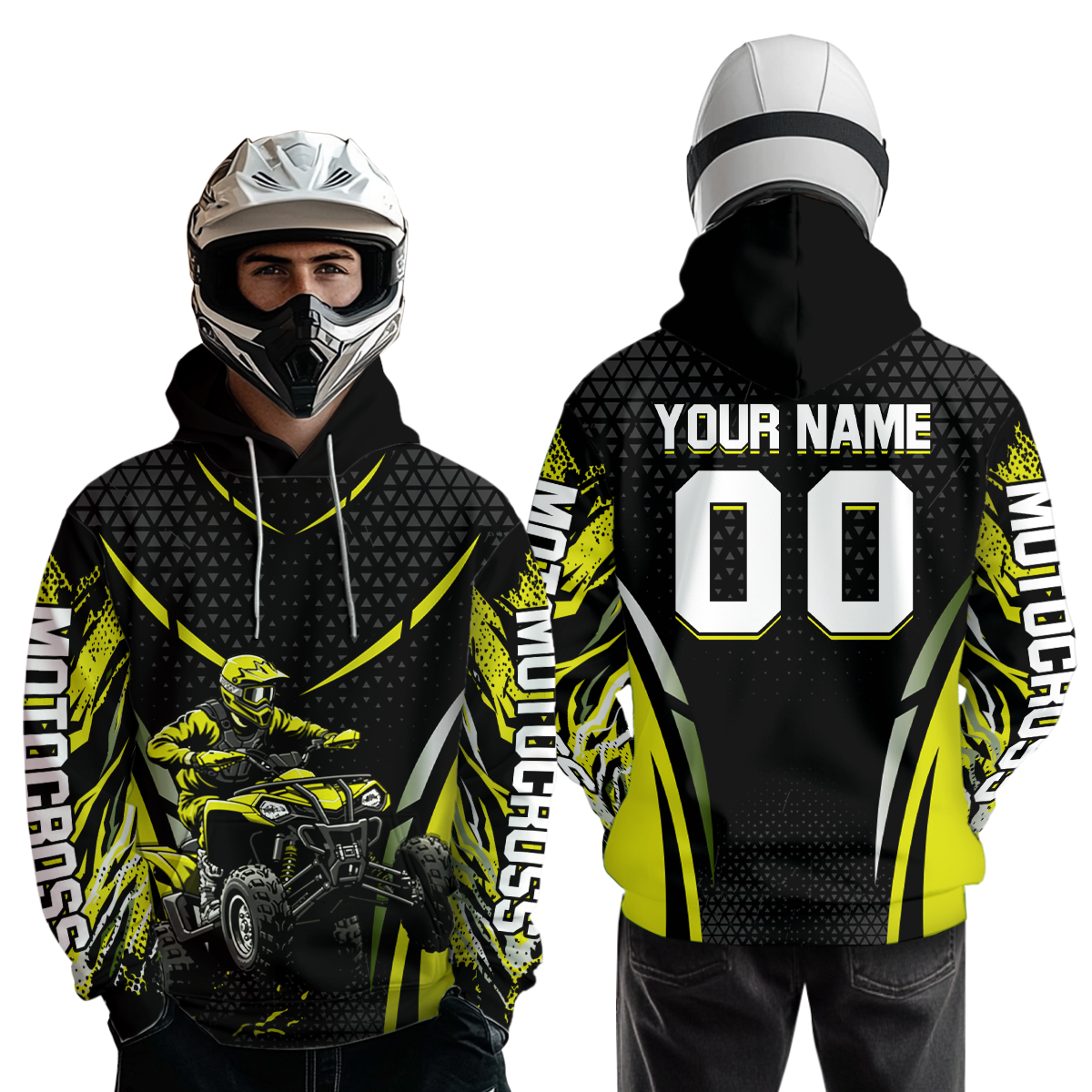 Personalized Yellow ATV Motocross Hoodie Jersey Off-Road Hoodie Shirt for Kid Men Women HOT41