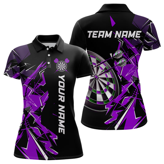Black White Polo Shirts Custom Name Patriotic Dart Shirts For Women Dart Jerseys | Blue - Purple - Red YYD0067