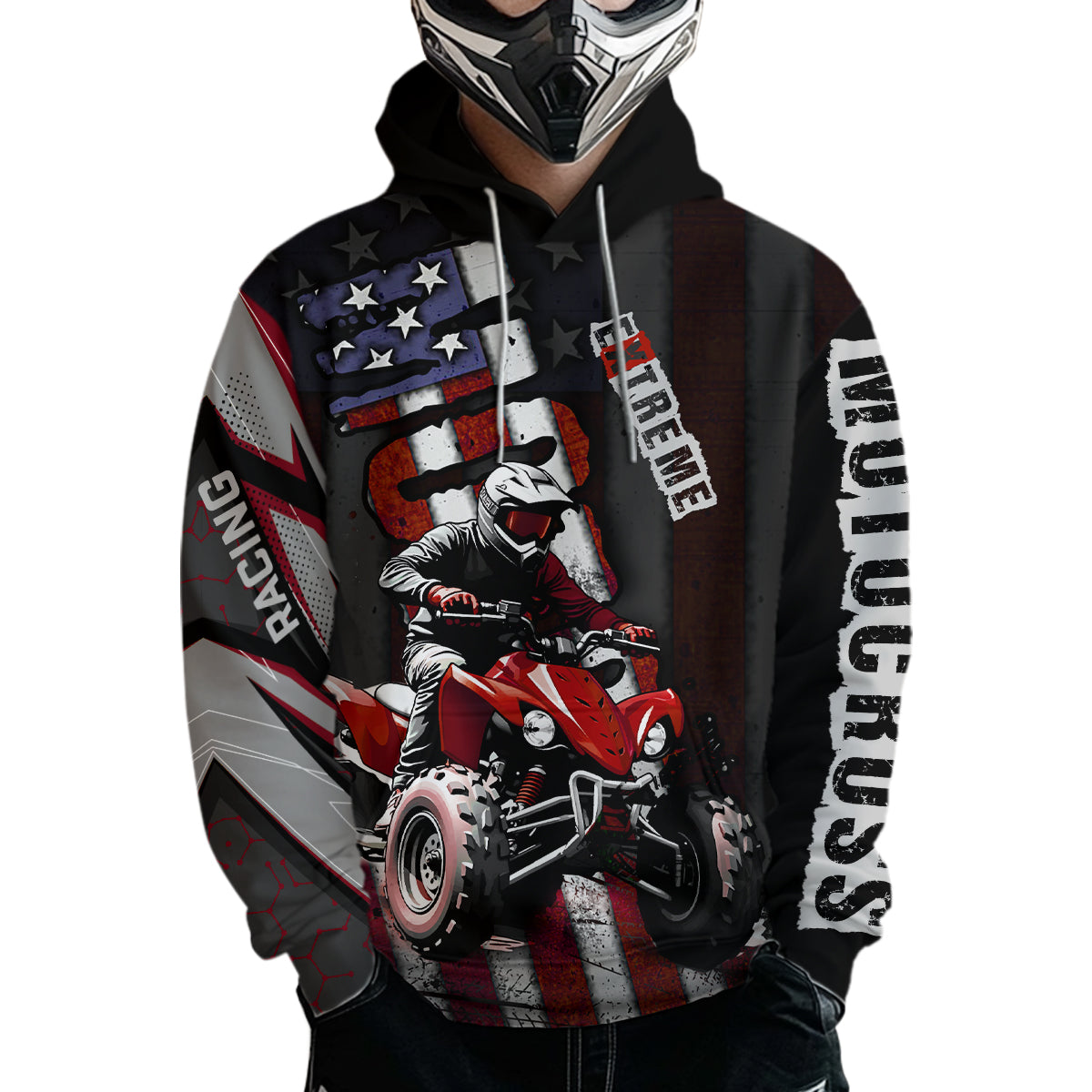 Custom Atv Motocross Hoodie Upf30+ Quad Bike Shirt Racing Adult Youth Kid American Flag Dirt Bike Hooded NHN005