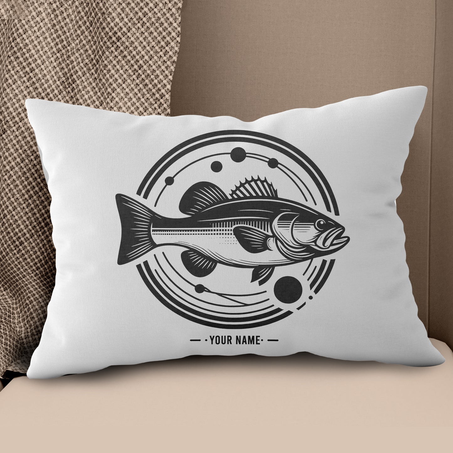 Bass fishing nets bass fish line drawing pillow gift for fisherman A63