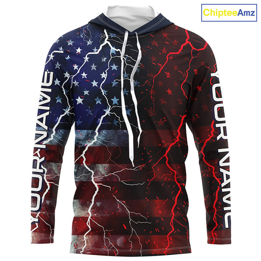 American Flag Custom Long Sleeve Uv Protection Fishing Shirts, Patriotic Fishing Jersey IPHW6852