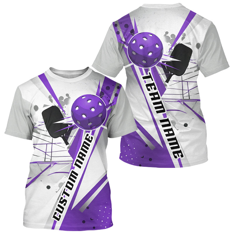 White And Purple Custom Pickleball T-Shirts For Men And Women, Pickleball Team Shirt Pickleball Tournament Outfit IPHW7571