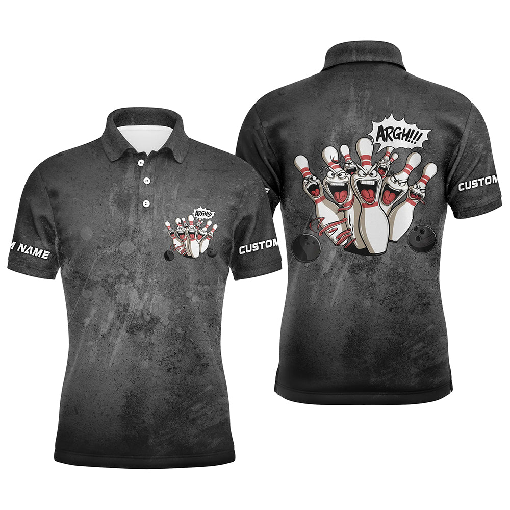 Angry Bowling Pins Face Custom Funny Bowling Shirts For Men And Women, Vintage Bowlers Outfits IPHW6696