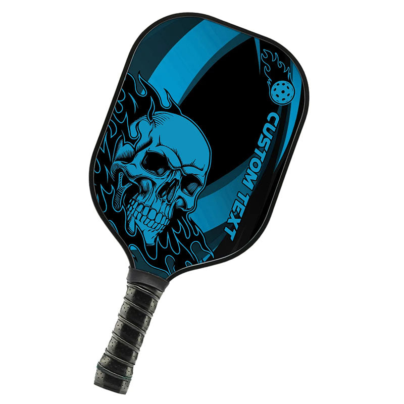 Black And Blue Flame Skull Custom Pickleball Paddle, Halloween Pickleball Paddles Pickleball Gifts IPHW7471