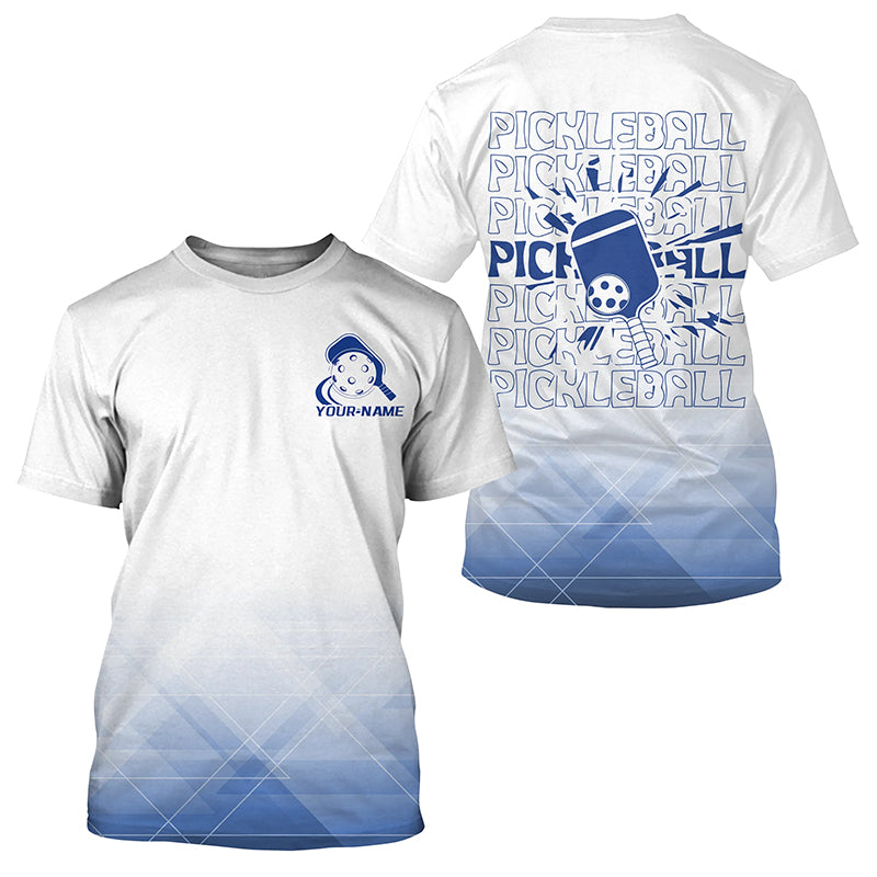 White And Blue Custom Pickleball T-Shirts For Men, Pickleball Spirit For Pickleballer IPHW7745