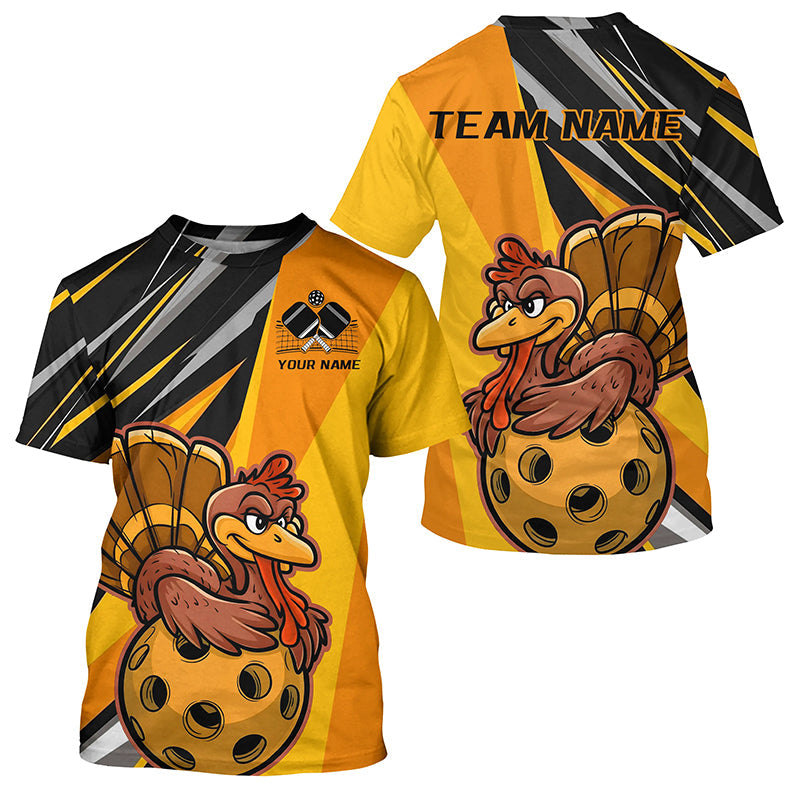 Custom Funny Turkey Pickleball T-Shirts For Men, Thanksgiving Pickleball Uniforms Pickleball Team Shirts IPHW7751