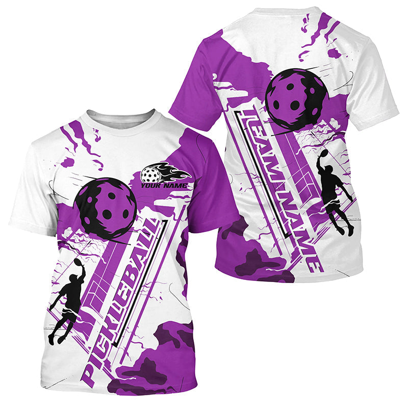 White And Purple Custom Pickleball T-Shirts For Men, Pickleball Team Shirt Pickleball Tournament Outfit IPHW7567