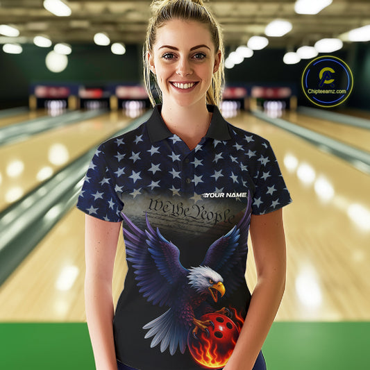 Custom Patriotic We The People Eagle Bowling Team Shirt For Women, Bowling League Shirt IPHW10200