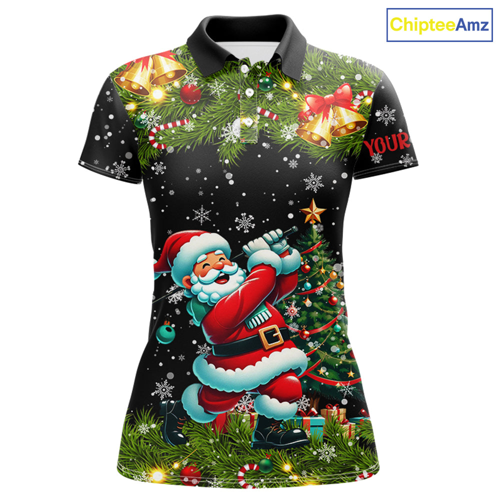 Santa Golfer Christmas pattern Women golf polo shirt custom ladies golf tops, Christmas golf gifts NQS8856