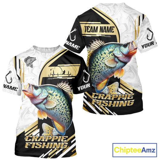 Personalized Crappie fishing shirts Custom sun protection Crappie fishing team jerseys | Gold NQS11373