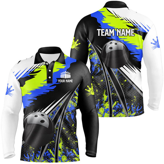 Mens Polo, Quarter Zip bowling shirts Custom black ball green blue camo Bowling Team League Jerseys NQS7741