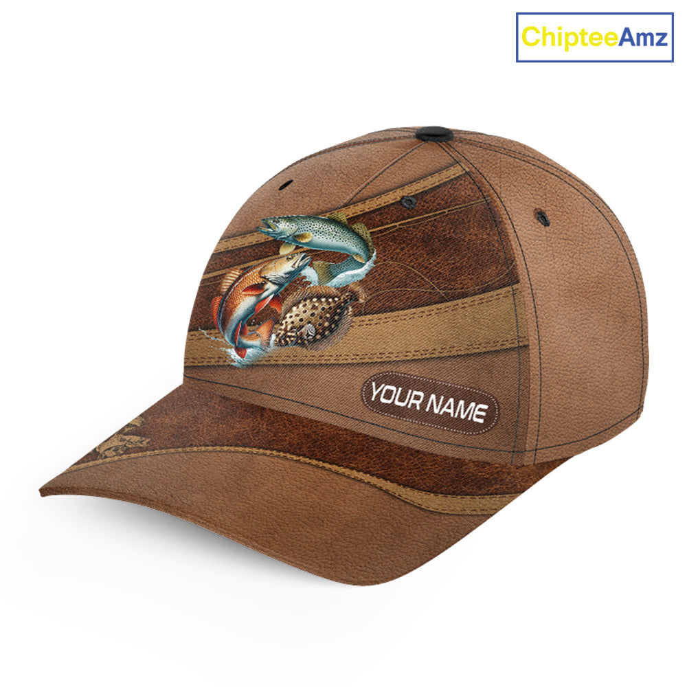 Inshore Texas Slam Redfish, Trout, Flounder fishing hats for men, women custom fisherman fishing hats NQS8622