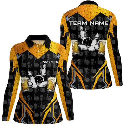 Black Camo Bowling Beer customize bowling shirts for women, Team bowling jerseys gift for bowlers NQS8224
