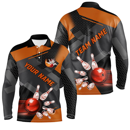 Bowling polo, Quarter zip Shirts for men Custom Bowling Team League Jerseys, gift for bowlers | Orange NQS7968