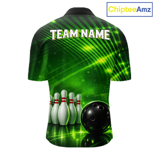 Green Light Bowling Polo, Quarter Zip Shirts For Men Custom Bowling Team Jerseys, Gift For Bowlers NQS11737