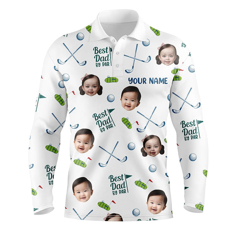 Personalized Best Dad By Par Polo Shirt, Custom Kids Face Photo Polo Shirt For Dad, Father's Day Gift NQS8617