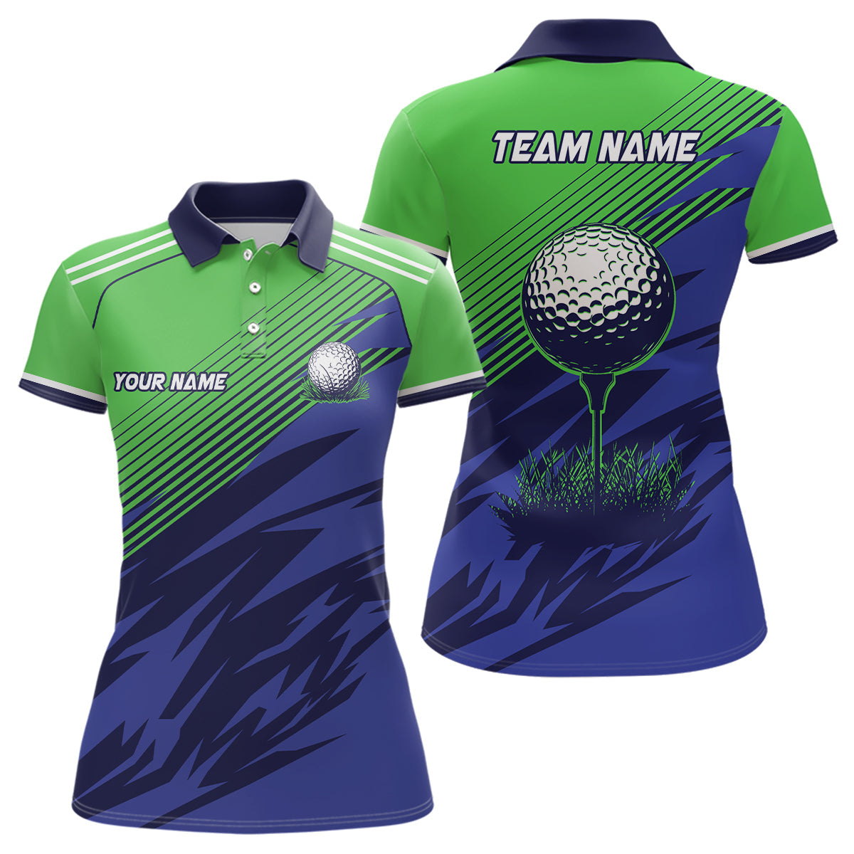 Green And Blue Camo Womens golf polo shirts custom golf apparel for Ladies, best women golf wears NQS7847