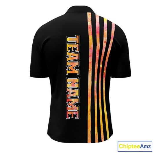 Personalized Watercolor Stripes Retro Bowling Team Shirts For Men, Black Bowling Attire For Men NQS11652