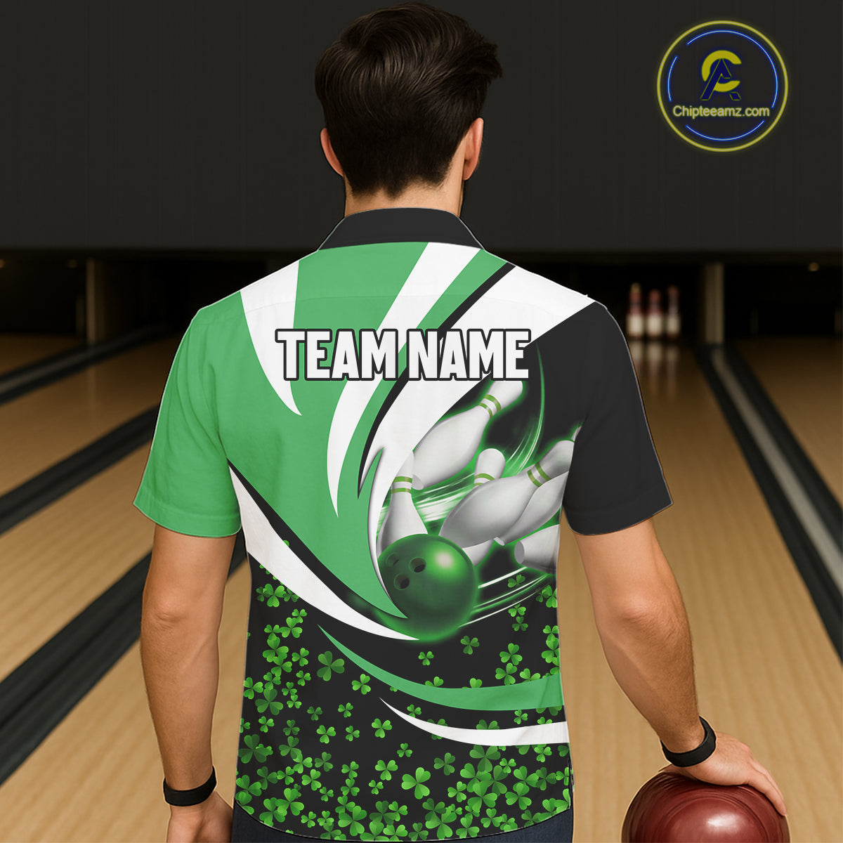 Green shamrock pattern Bowling Hawaiian Shirt custom St Patrick's Day bowling outfits team jerseys NQS11166