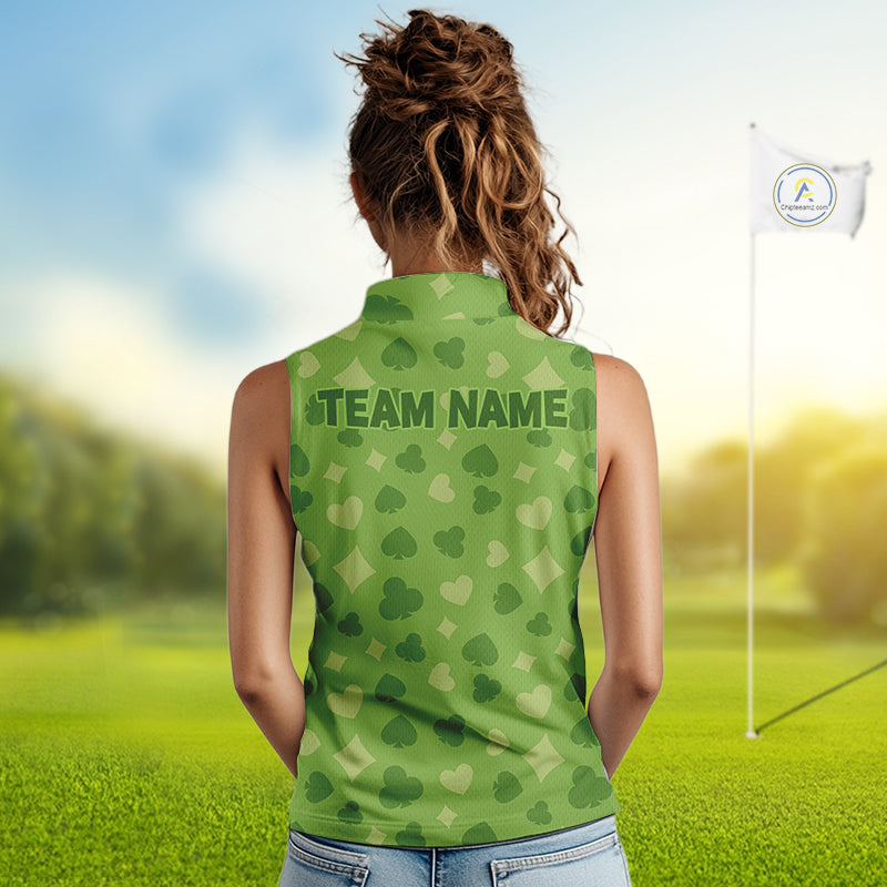Personalized Poker Green Sleeveless Womens Golf Polo Shirt, Funny Golf Top For Family Team Shirt NHT756