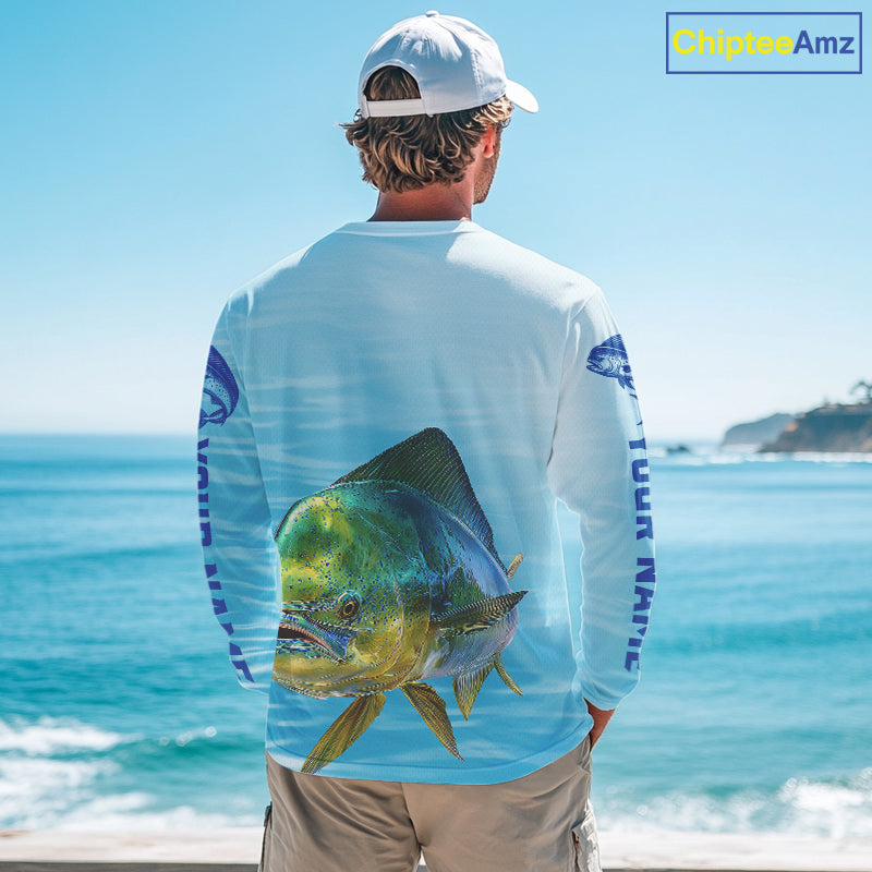 Mahi Mahi Ocean Blue Performance Fishing Shirt, Mahi Mahi Tournament Fishing Shirts NHT615