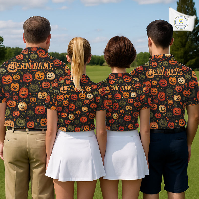 Halloween Seamless With Pumpkin, Golf Polos Funny Golf Tops For Women Golf Gifts NHT1305