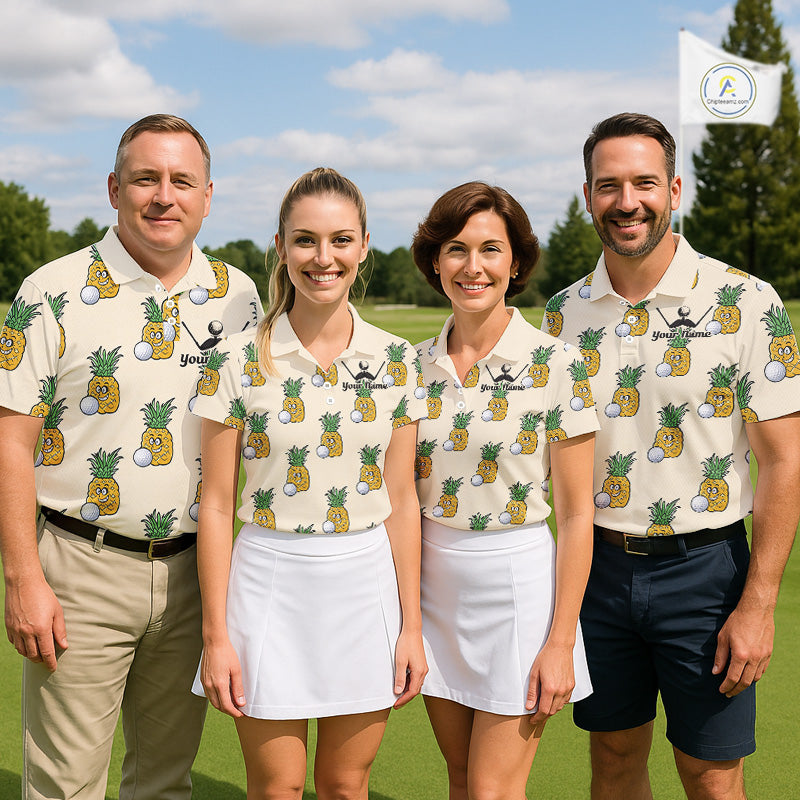 Personalized Funny Pineapple Pattern Womens Golf Polo Shirts Best Golf Gifts For Family Team NHT779