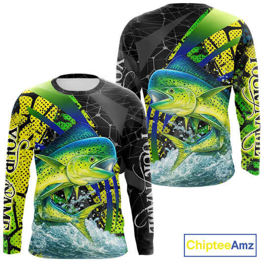 Personalized Mahi Mahi Fishing Jerseys 3D Long Sleeve Shirt, Fishing Gift NHT402