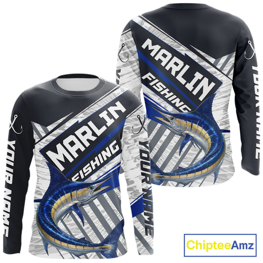 Personalized Marlin Fishing Jerseys For Fishing Team, Marlin Fishing Shirts Long Sleeve NHT919