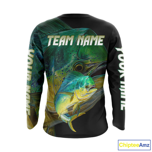 Mahi Mahi (Dorado) Fishing Customize Name Fishing Shirts Long Sleeve For Men NHT569