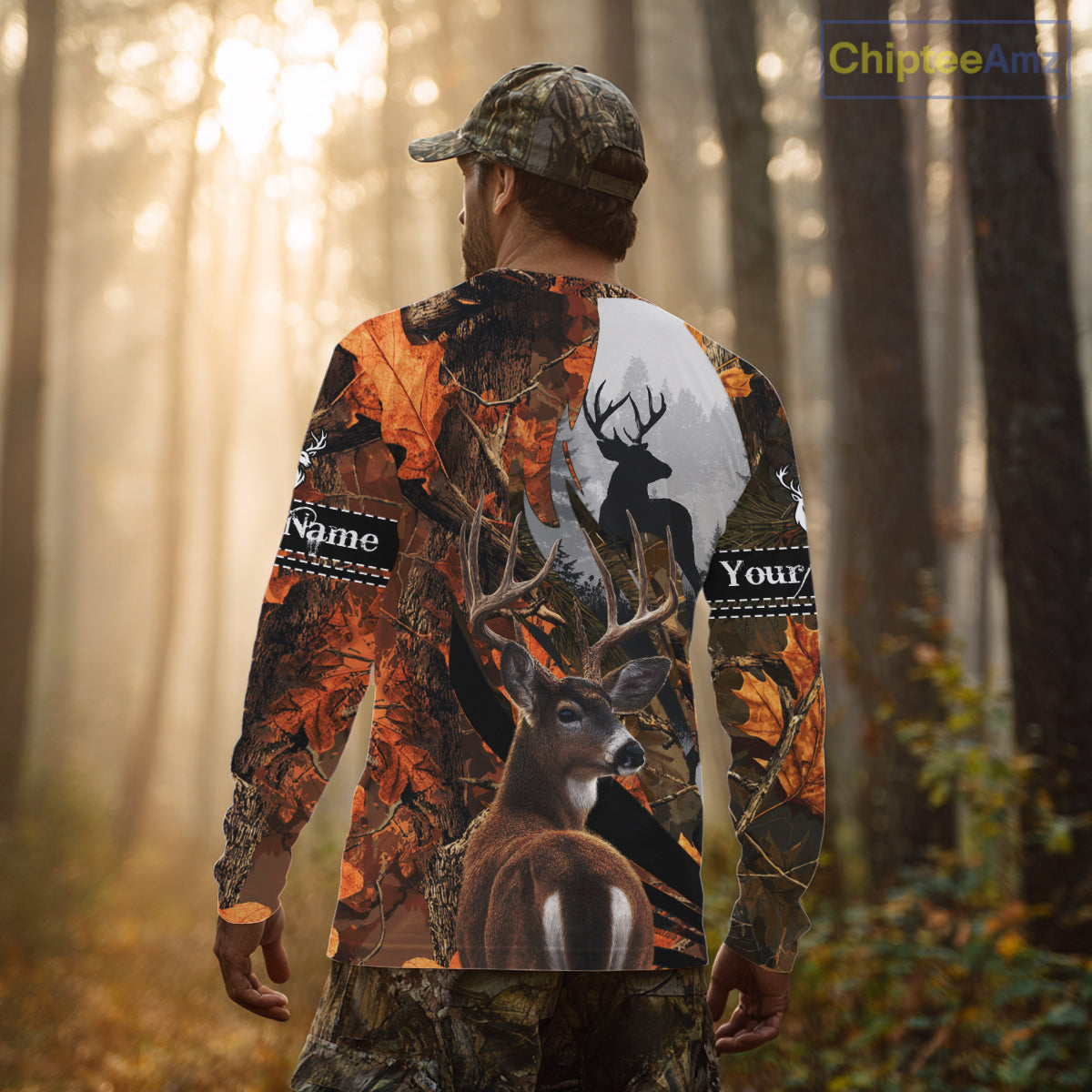 Whitetail Deer Hunting Orange Camo 3D Printed Shirts, Hunting Hoodie Gift for Men NHT327