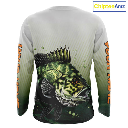Crappie Fishing Shirts Long Sleeve Custom Fishing Jerseys Green Camo, Fishing Shirts For Men NBT372
