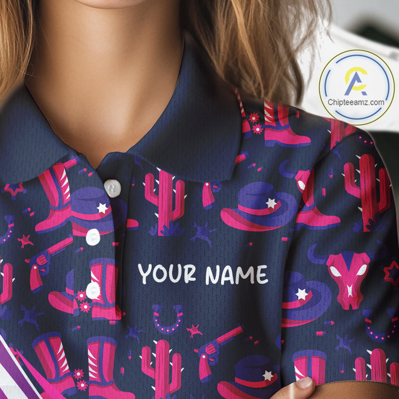 Womens Funny Cowgirl Golf Polo Shirts Golf Outfits, Personalized Golf Gifts NBT484