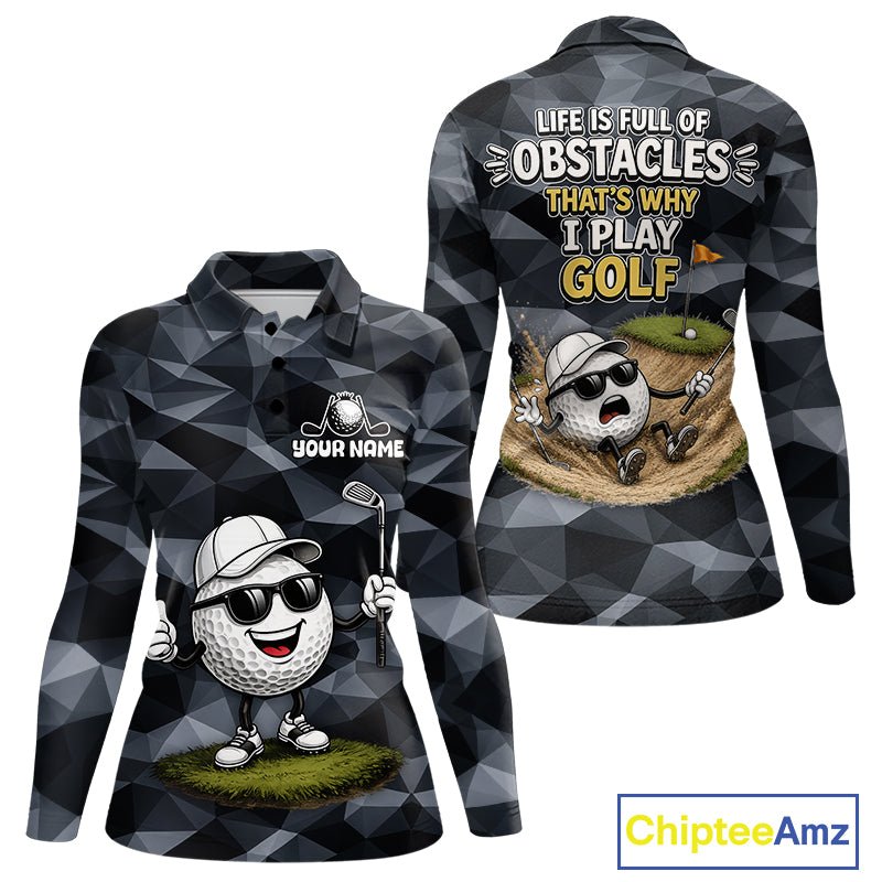 Funny Womens Golf Polo Shirts Custom Golf Ball Camo Pattern Golf Outfits, Best Golf Gifts NBT836