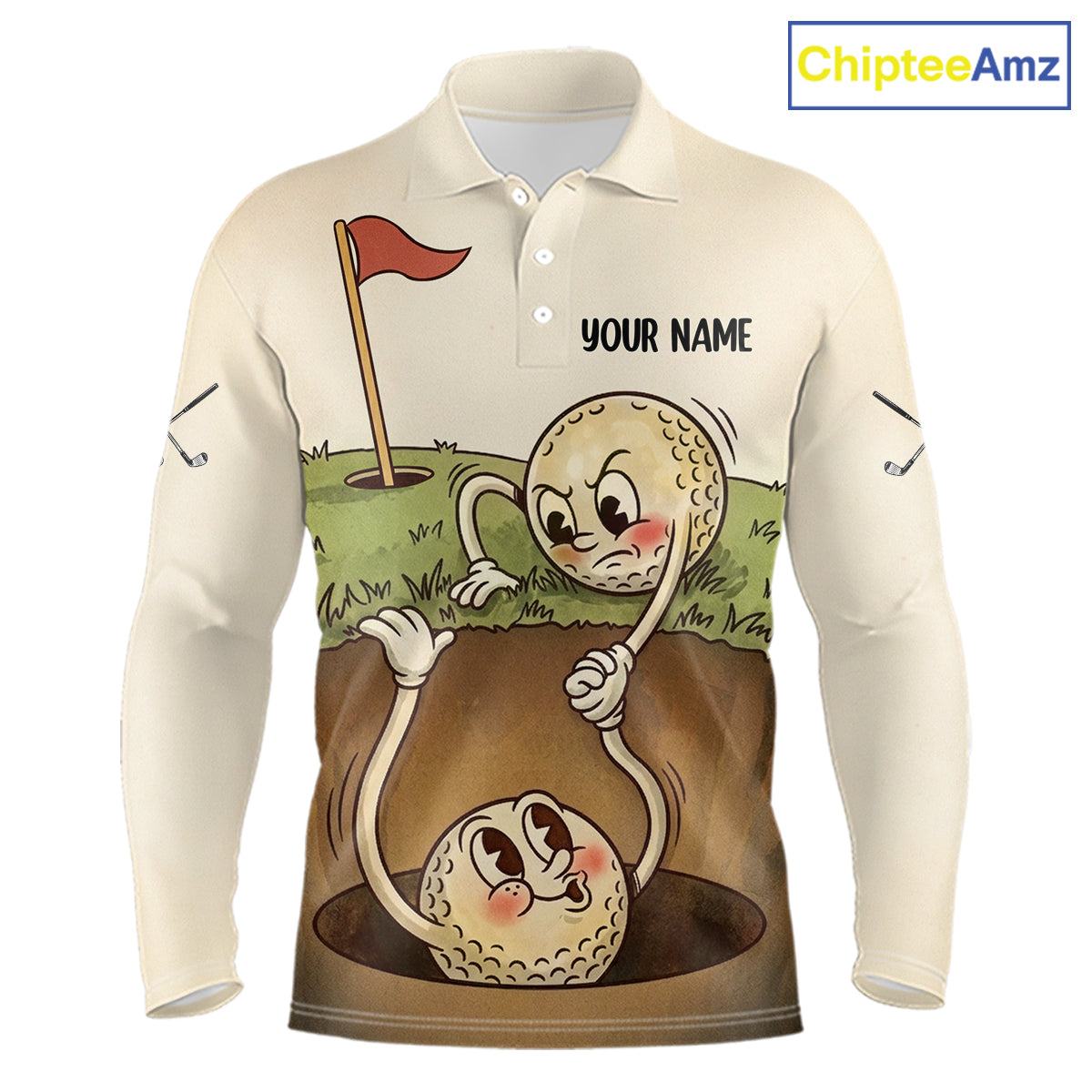 Vintage Funny Golf Ball Custom Team Polo Shirt, Personalized Mens Golf Polo Shirt, Golf Lovers Gift NBT608