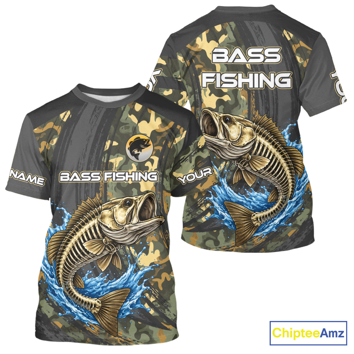 Personalized Largemouth Bass Skeleton Fishing Shirts, Bass Fishing Tournament Jerseys NBT349