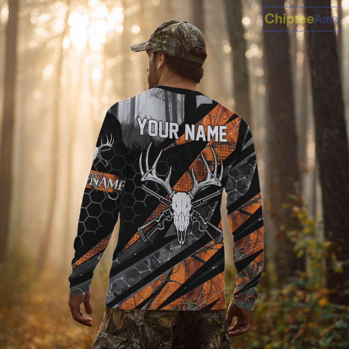 Personalized Orange Camo Deer Hunting Shirts for Men - Custom Name, Deer Hunting Gifts NBT36