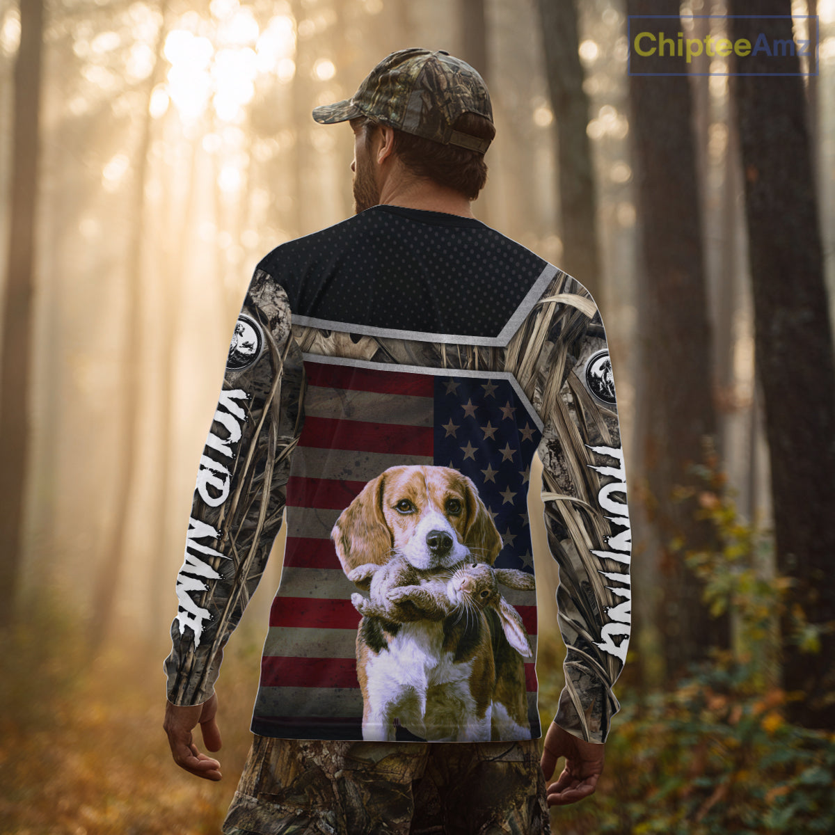 Custom Camouflage Rabbit Hunting Beagle Dog US Flag for Men, Rabbit Hunting Gifts NBT244