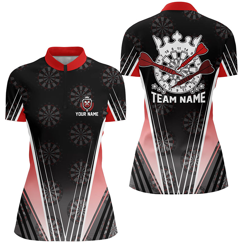 Personalized Black Red Darts Quarter-zip Shirt Custom Dart Shirt For Women Darts Jersey LDT0706