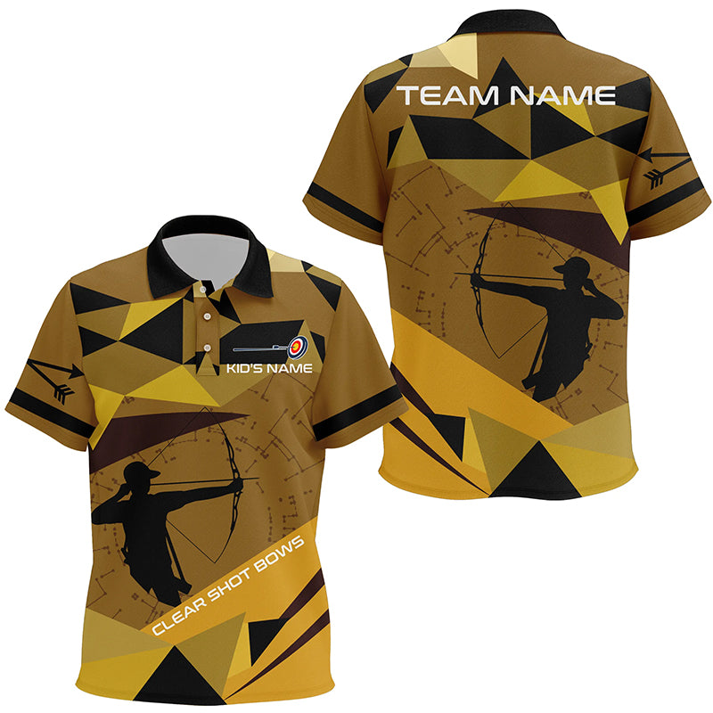 Personalized Clear Shot Bows Silhouette Archer Polo Shirts For Kids, Custom Target Archery Shirts VHM0640