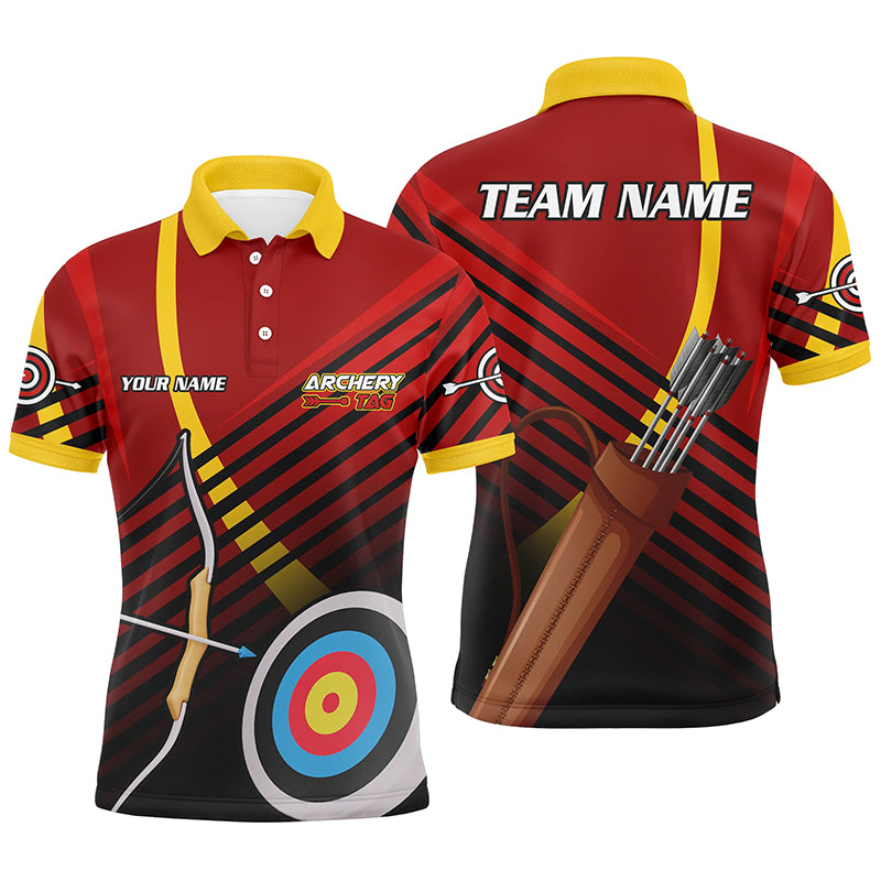 Personalized 3D Target Archery Polo Shirts For Men, Custom Arrows Recurve Bow Archery Shirts VHM0639