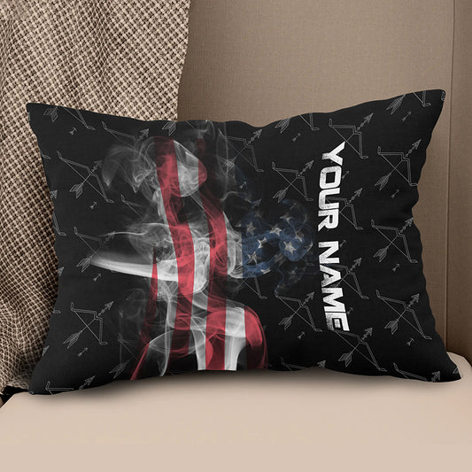 Personalized Smoke US Flag Bow Archery Pillow Custom Pillow Archery Gift VHM0848