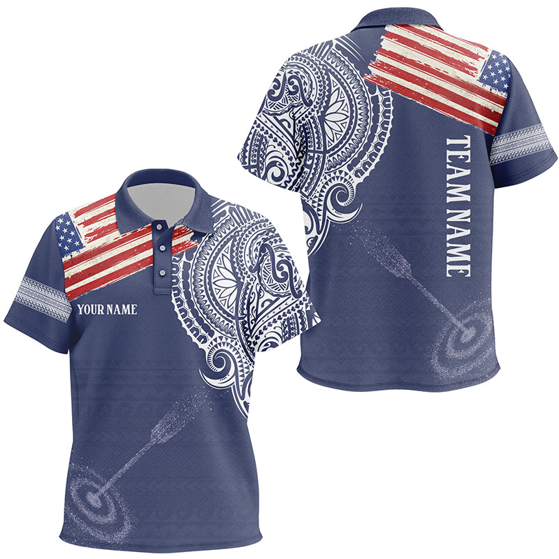 Personalized US Flag Tribal Pattern Archery Polo Shirts For Kids, Custom 3D Target Archery Shirts VHM0688