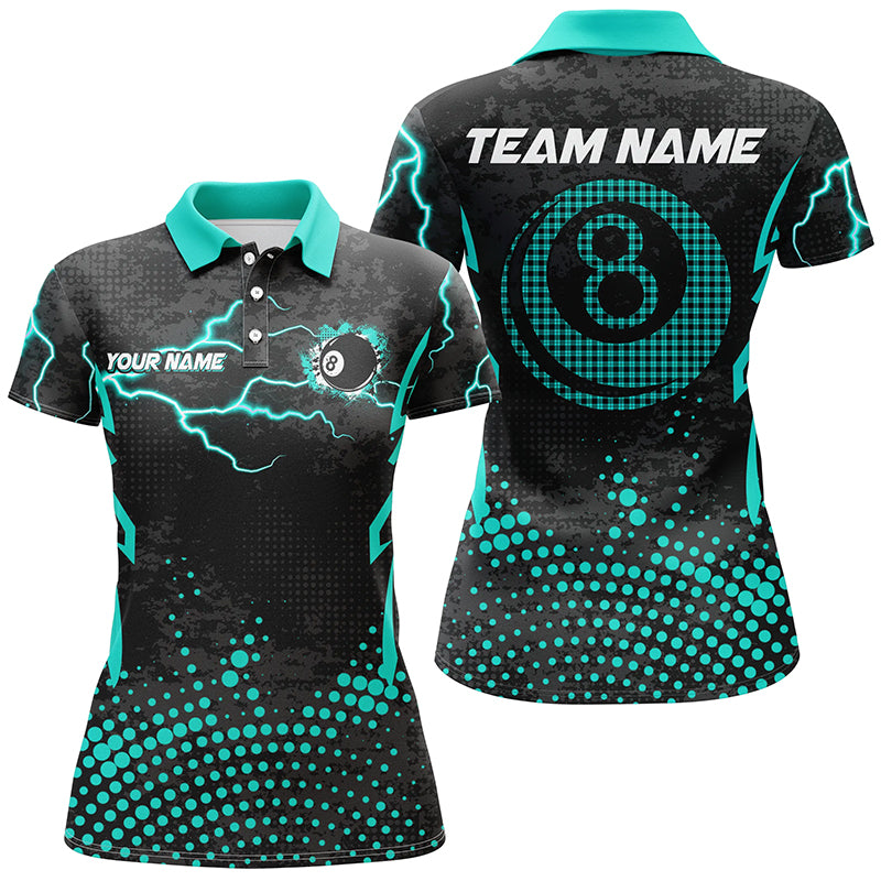 Personalized Turquoise 8 Ball Point Billiard Women Polo Shirt Best Custom Billiards Apparel Clothing TDM1524