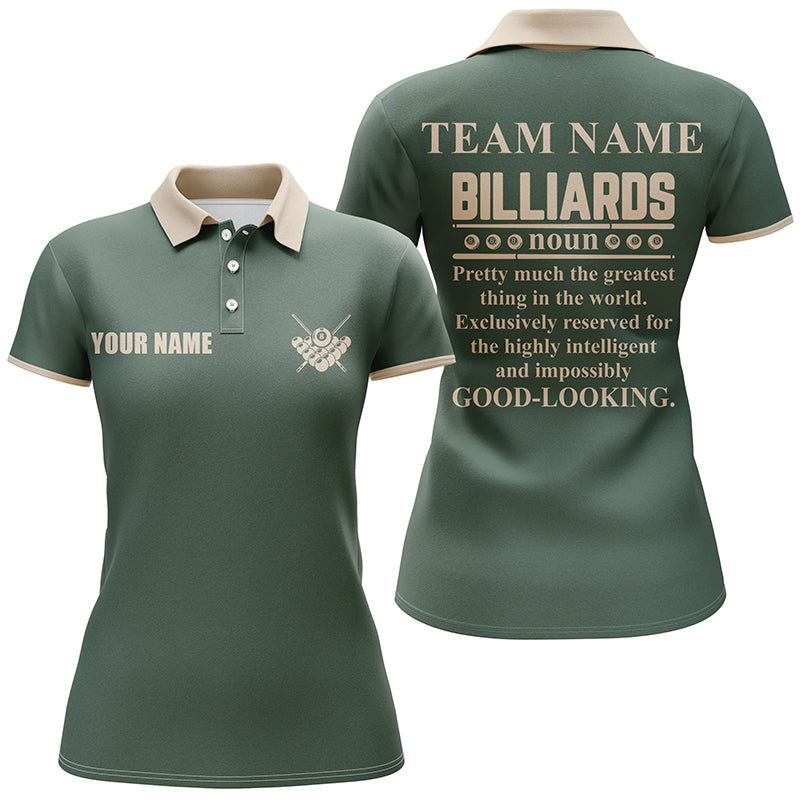 Personalized Dark Green Funny Billiard Women Polo Shirts Custom Team Name Billiard Jerseys TDM0306