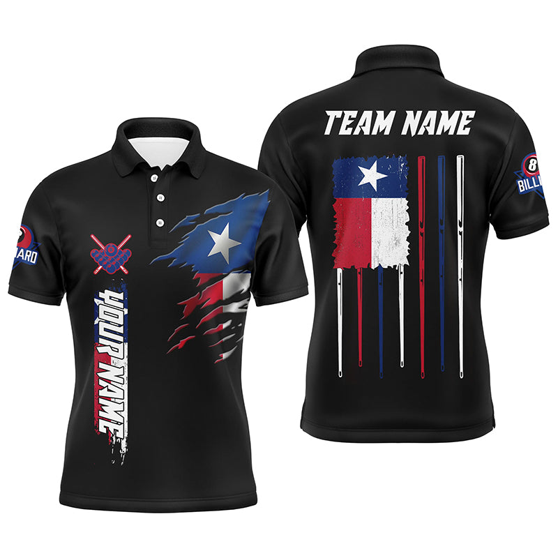 Customized Vintage Billiard Texas Flag Polo Shirts For Men Custom Patriotic Gifts For Pool Lover TDM1068